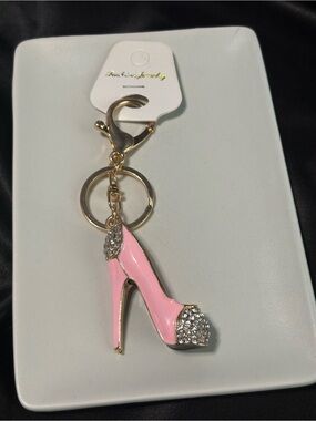 Fashion Jewelry Pink High Heel Key & Card Holder Charm FREE WITH BUNDLE